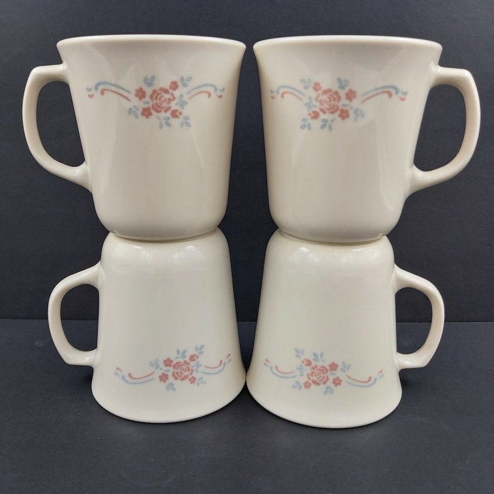 English Breakfast Corning Ware Corelle Coffee Cups Mugs Set of 4